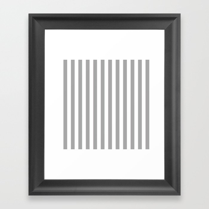 Grey and White Stripes Framed Art Print