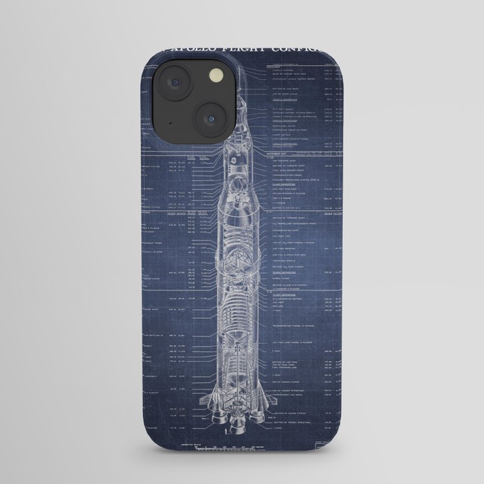 Apollo 11 Saturn V Blueprint in High Resolution (dark blue) iPhone Case