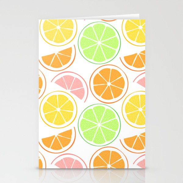 Citrus fruit circle slice seamless pattern illustration Stationery Cards