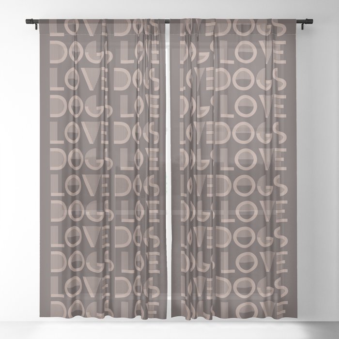 Love Dogs Dark Brown colors modern abstract illustration  Sheer Curtain