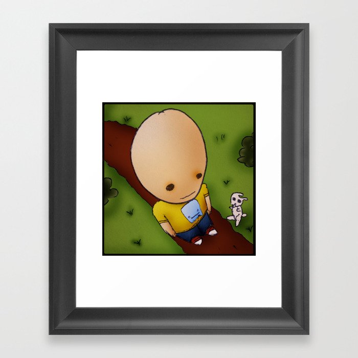Boy and the rabbit Framed Art Print