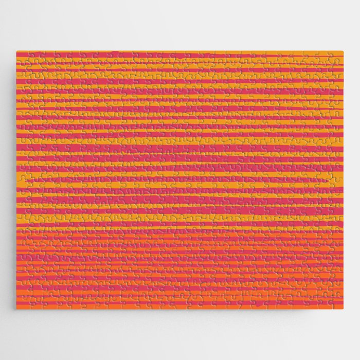 Natural Stripes Modern Minimalist Colour Block Pattern Magenta Orange Mustard Ochre Jigsaw Puzzle