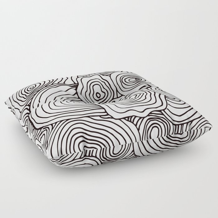 But is it a Topographic pattern? black on white Floor Pillow