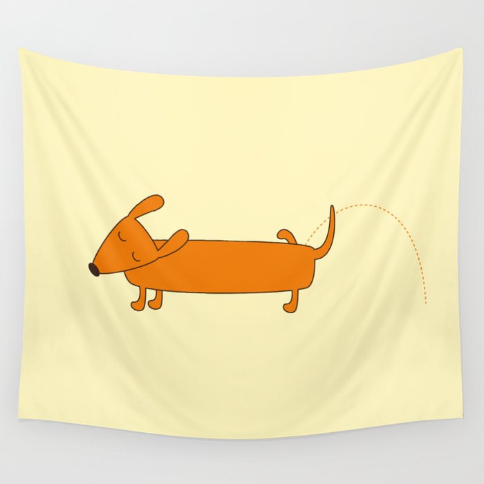 Cute pissing dachshund Wall Tapestry