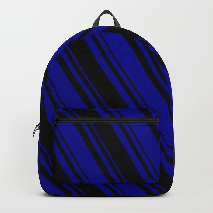Black & Dark Blue Colored Lines Pattern Backpack