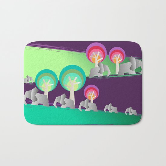 Walking With Elephants Bath Mat