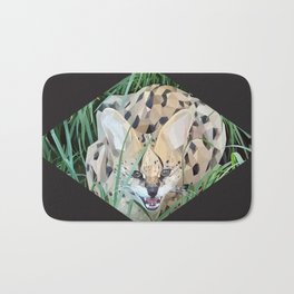 Low Poly Snarling Serval Bath Mat