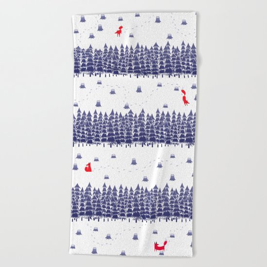 Winter foxes Beach Towel