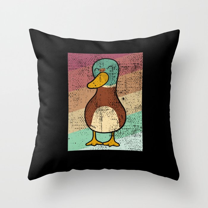 Duck Retro Throw Pillow