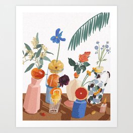 still life: fruits and flowers Art Print