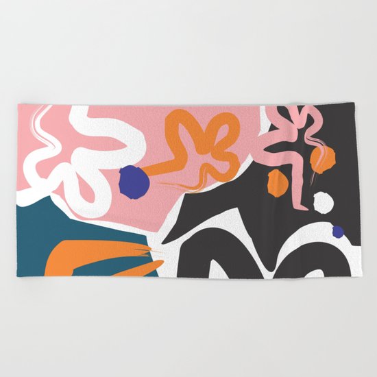 Nature #Pink #Black Beach Towel