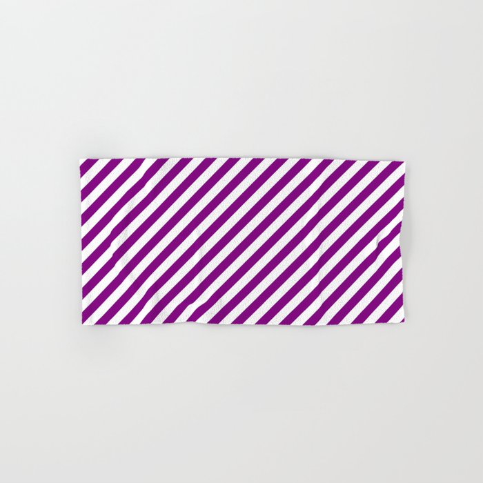 Diagonal Stripes (Purple/White) Hand & Bath Towel