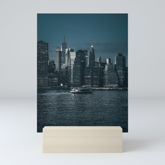 New York City Manhattan skyline after sunset Mini Art Print