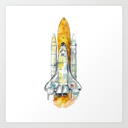 Spaceship print shuttle space ship  Art Print