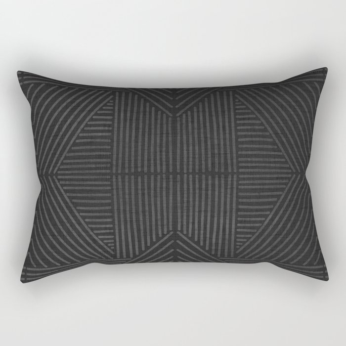 Charcoal grey line work on textured cloth - abstract geometric pattern Rectangular Pillow
