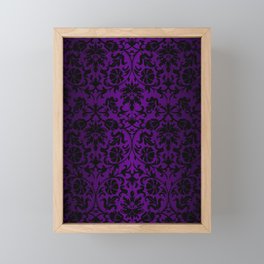 Purple and Black Damask Pattern Design Framed Mini Art Print