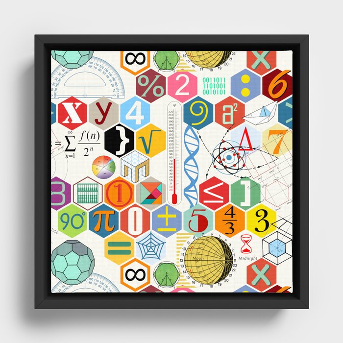 Math in color (white Background) Framed Canvas