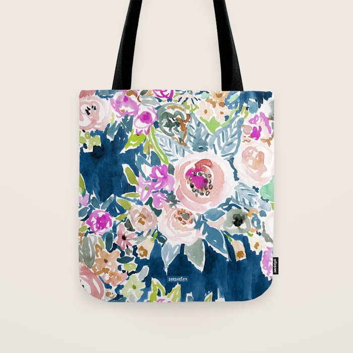 navy floral handbag