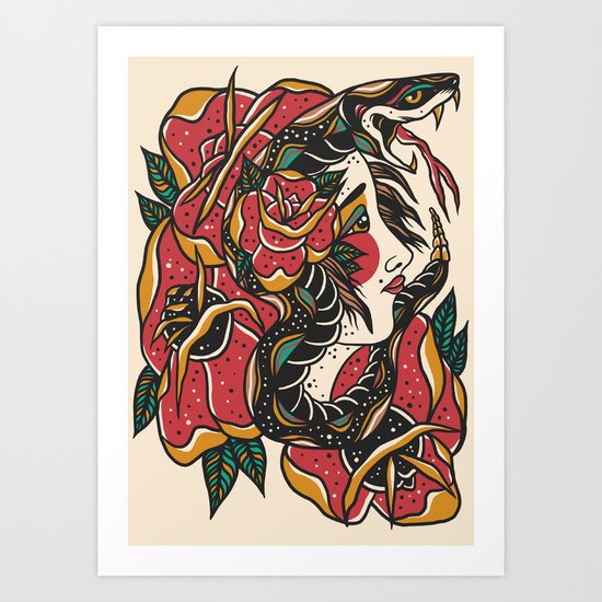 Woman with Snake Art Print