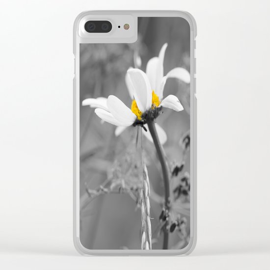 White daisy on a grey day Clear iPhone Case