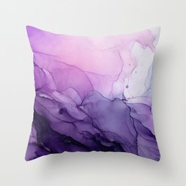 Purple Amethyst Crystal Inspired Abstract Flow Painting Throw Pillow