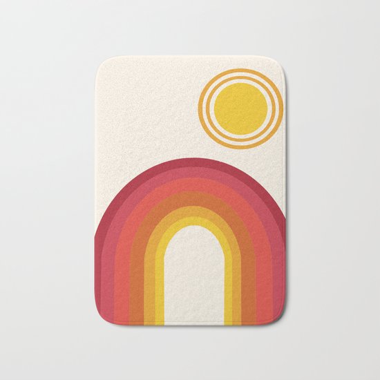 Far Out - retro throwback 70s 1970s sun planet beach 70's vibes minimal art Bath Mat