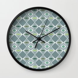 Geometric diamond shapes green tones patterns Wall Clock