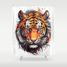 Tiger Illustration  Shower Curtain