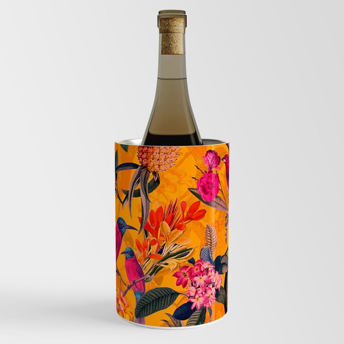 Vintage And Shabby Chic - Colorful Summer Botanical Jungle Garden Wine Chiller