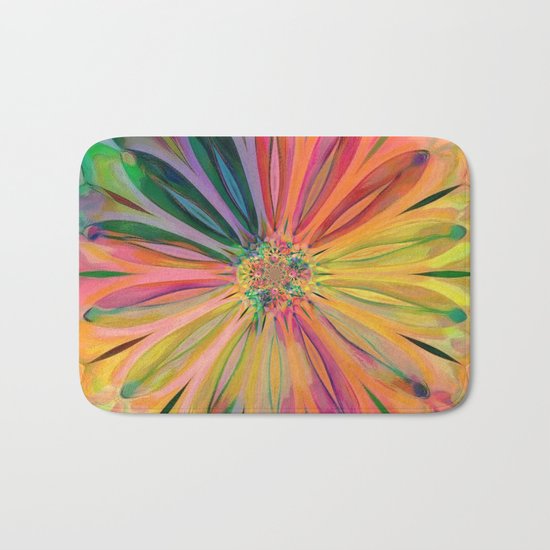 Tropical Rainbow Daisy Bath Mat