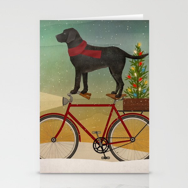Labrador Dog Christmas Bicycle Stationery Cards