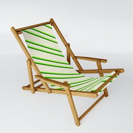 [ Thumbnail: Beige, Green & Dark Green Colored Pattern of Stripes Sling Chair ]