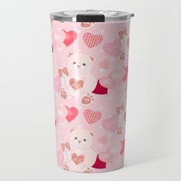 Valentine's Day Teddy Bear Pattern Travel Mug