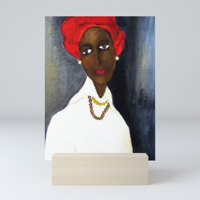 Rare African American Portrait of Aicha Goblet in a Red Hat by Amedeo Modigliani Mini Art Print