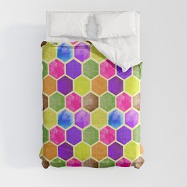 Neon Hexagon Honeycomb Pattern Comforter