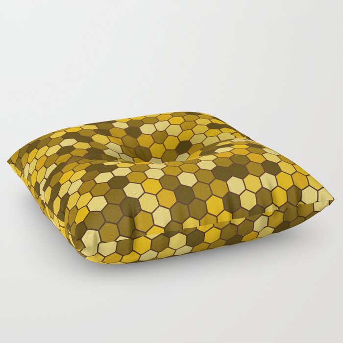 Yellow Color Hexagon Honeycomb Design Floor Pillow