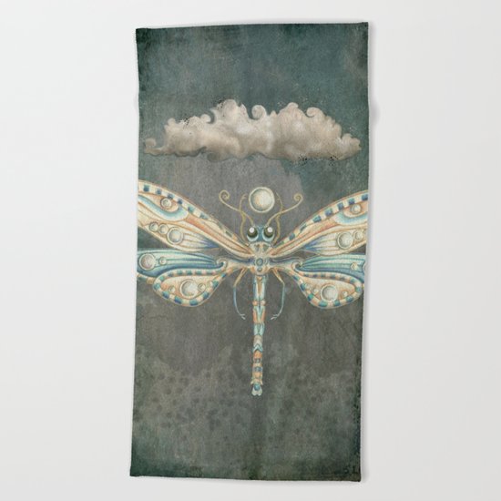 Dragonfly of the moon Beach Towel