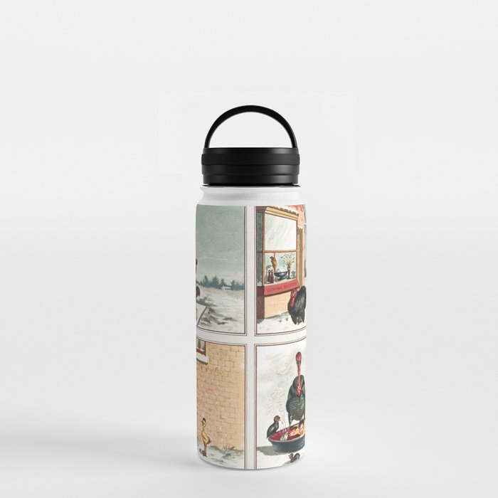 Christmas Card Depicting Turkey and Chicken Water Bottle