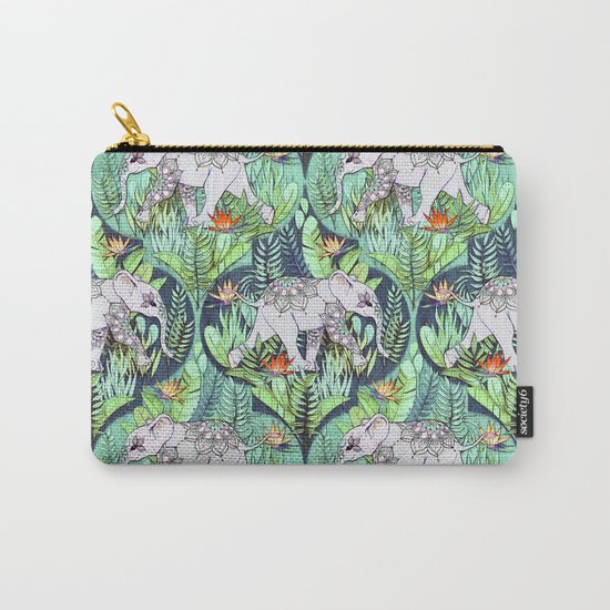 Little Elephant on a Jungle Adventure - faded vintage version Carry-All Pouch