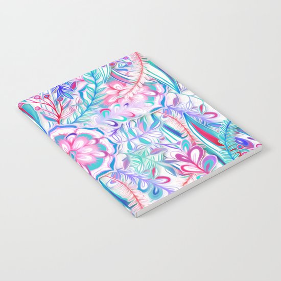 Boho Flower Burst in Pink and Teal Notebook