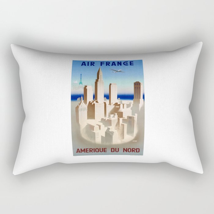 1950 NORTH AMERICA Air France Travel Poster Rectangular Pillow