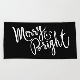 Merry and Bright Christmas Holiday Beach Towel