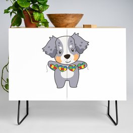 Autism Awareness Month Puzzle Heart Dog Credenza