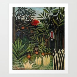 Henri Rousseau - Monkeys and Parrot in the Virgin Forest Art Print