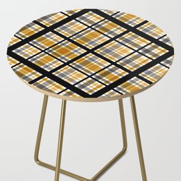 MCM Diagonal Plaid Pattern // Butterscotch, Gold, Gray, Black and White Stripes Side Table