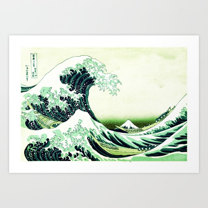 The Great Wave Green Art Print