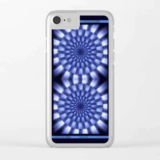 Round blue / white winter pattern design Clear iPhone Case