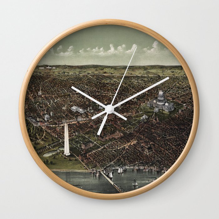 The City of Washington Birds-Eye view from the Potomac-looking North (1892) Wall Clock