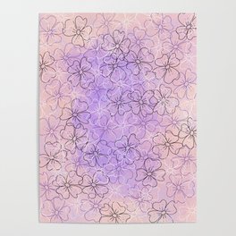 Peachy lilac flower pattern  Poster