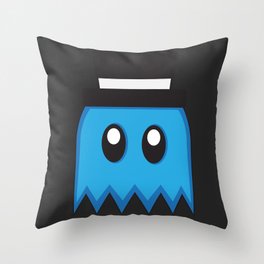 Pac-Men - Inky Ghost - Blue Throw Pillow